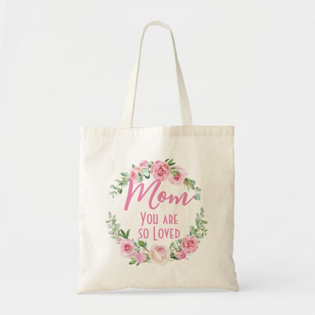 Maman Tu es si aimé Floral Wreath Rose Sac fourre- (Devant)