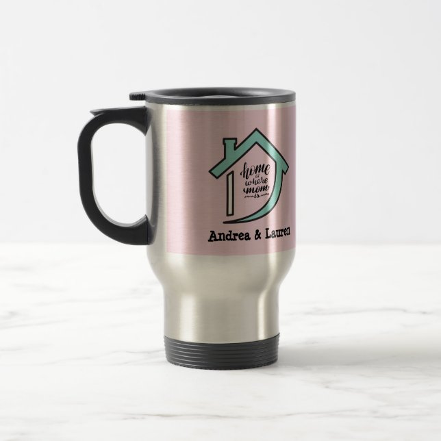 Maman's Cosy Pink and Blue Home Mug thermique (Gauche)