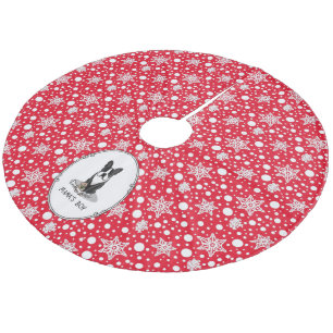 Mamas Boy Boston Terrier (schwarz) - Niedlicher Hu Fleece Weihnachtsbaumdecke
