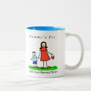Mama's Boy - Brünette Mutter & Sohn Custom Tasse