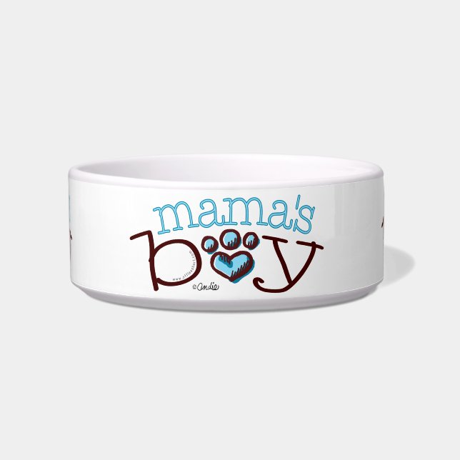 Mama's Boy Cat Blue Paw Print Napf (Vorderseite)