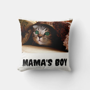 Mama's Boy Throw Kissen, Katzengesicht Kissen