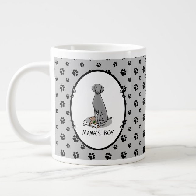Mama's Boy Weimaraner (grau 1) Spielhundin Mutter  Jumbo-Tasse (Links)