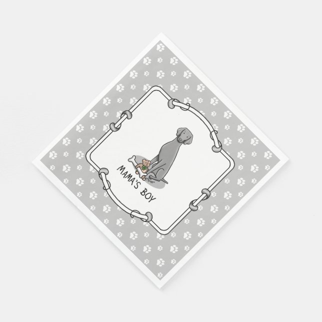 Mama's Boy Weimaraner (grau 1) Spielhundin Mutter  Serviette (Ecke)