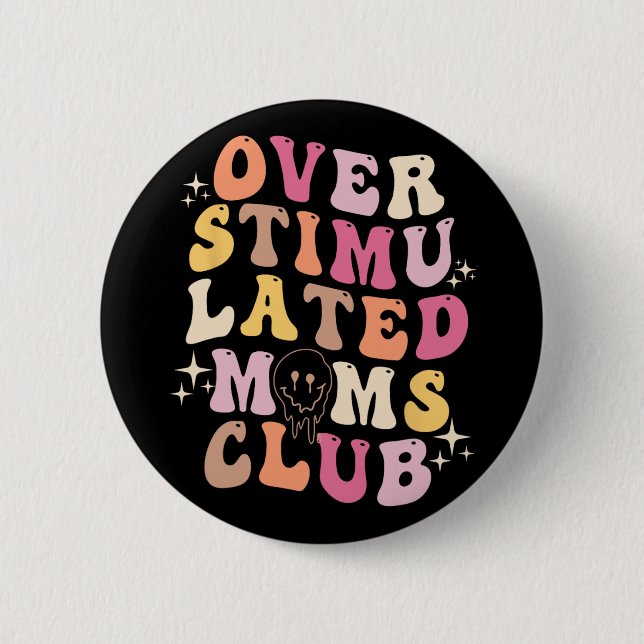 Mamas Club Retro Groovy Mütter Tag Button (Vorderseite)
