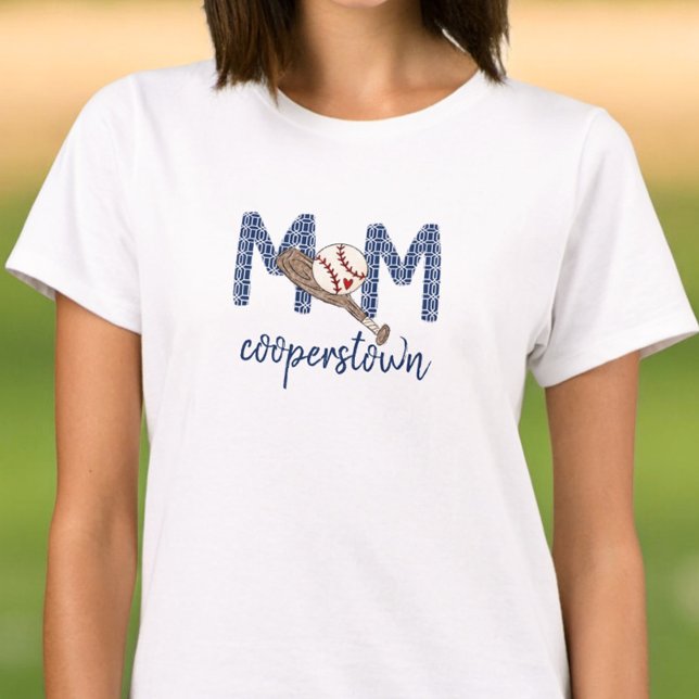 Mamas der Baseball-Mama Cooperstown Navy Geometric T-Shirt (Von Creator hochgeladen)