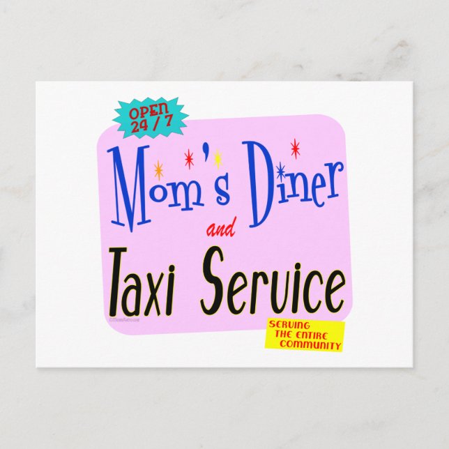 Mamas Diner und Taxi Service Sonniges Sprichwort Postkarte (Vorderseite)
