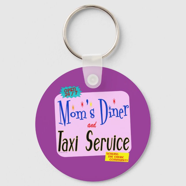Mamas Diner und Taxi Service Sonniges Sprichwort Schlüsselanhänger (Vorderseite)