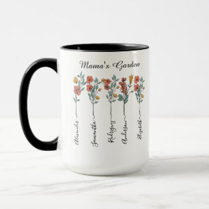 Mama's Garden Custom 5 Names Blumengeschenk für Ma Tasse