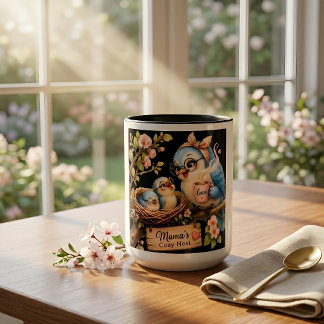 Mamas gemütliches Nest Schwarzer Becher  Zweifarbige Tasse