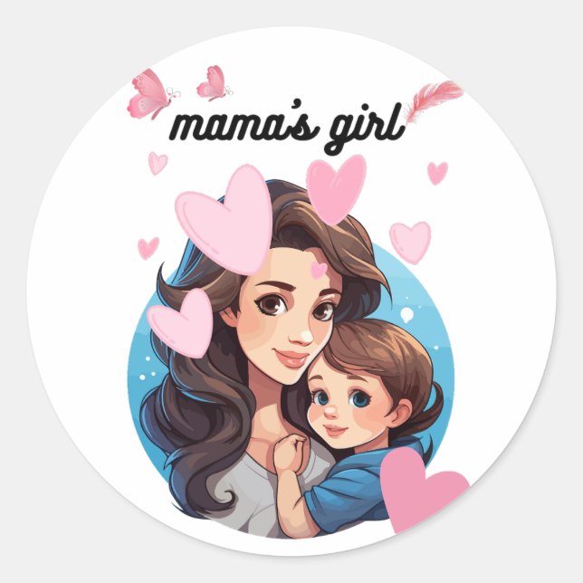 Mama's Girl Runder Aufkleber (Vorderseite)