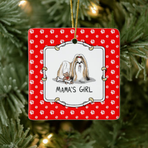 Mamas Girl Shih Tzu (bräunlich weiß) Mama des Hund Keramikornament