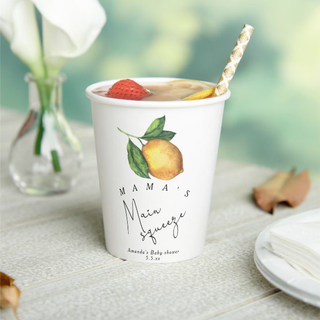 Mama's Haupt-Squeeze Lemon Babydusche Pappbecher (In Situ)