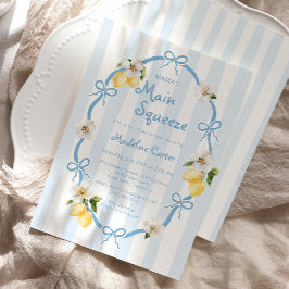 Mama's Haupt Squeeze Lemon Blue Bows Baby Shower Einladung