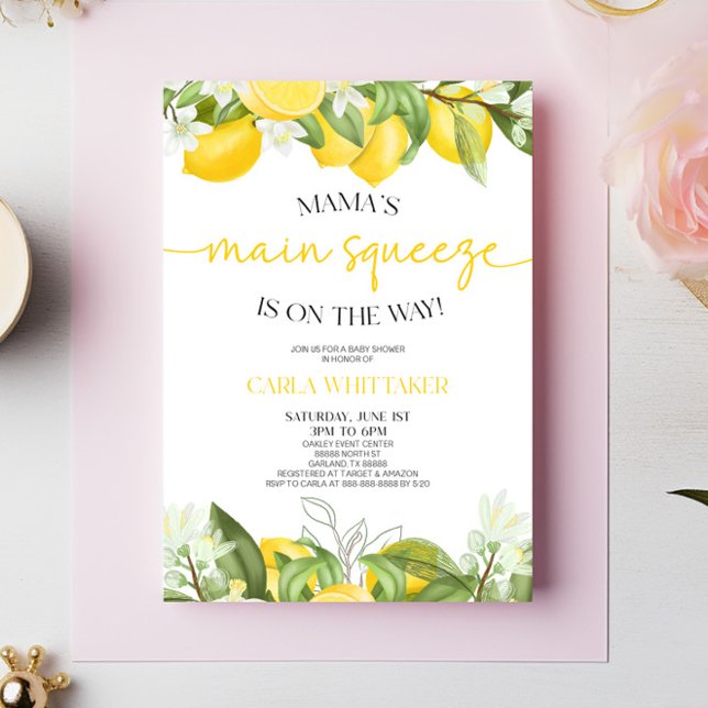 Mama's Haupt-Squeeze Lemon Floral Baby Dusche Einladung (Von Creator hochgeladen)