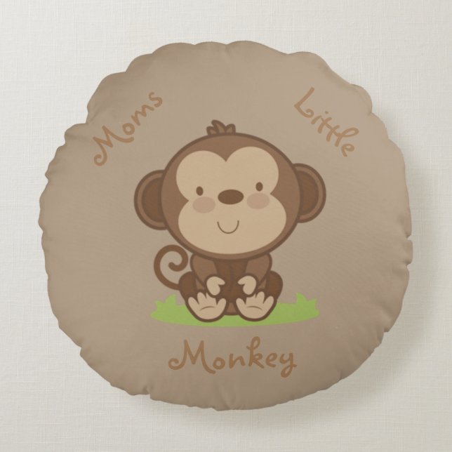 Mamas Kleiner Affe Rundes Kissen (Vorderseite)