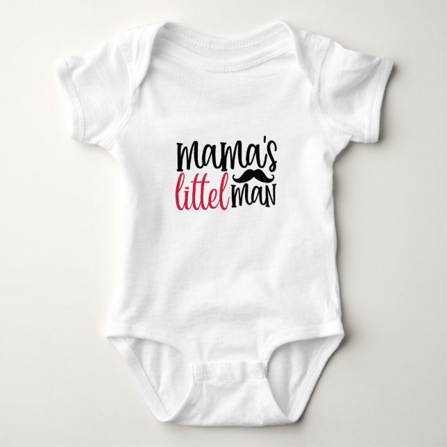 Mamas kleiner Mann Typografie Baby Bodysuit Strampler (Vorderseite)