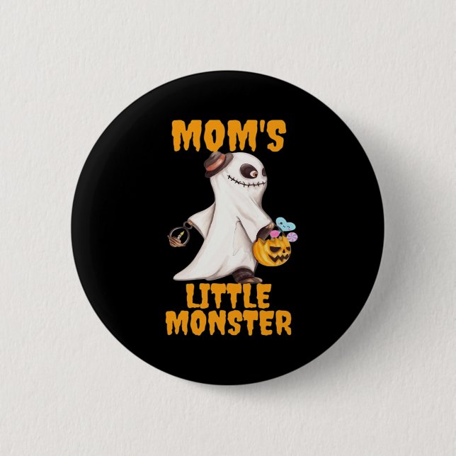 Mama's Kleines Boo Monster Funny Graphic Button (Vorderseite)