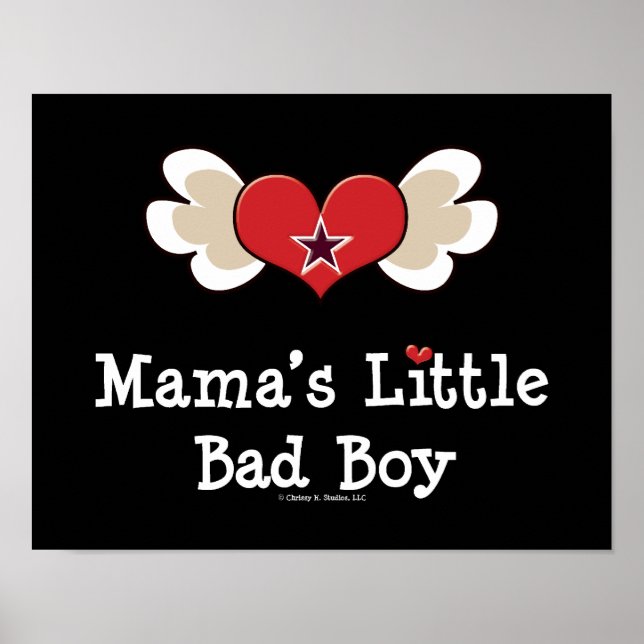 Mama's Little Bad Boy Funny Baby Kids Poster (Vorne)