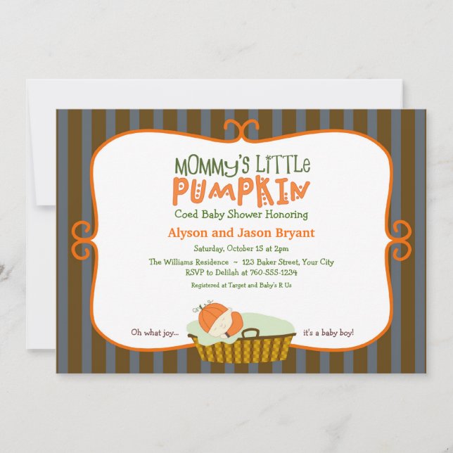 Mama's Little Pumpkin Baby Dusche Einladung (Vorderseite)