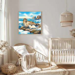 Mamas-Robben-und-Jungtier-Kinderstube Poster
