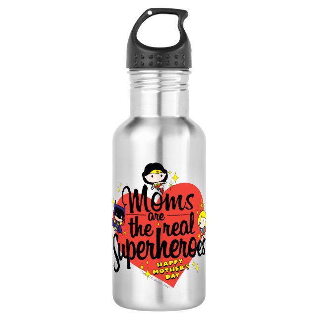 Mamas sind die wahren Superhelden Edelstahlflasche (Vorderseite)