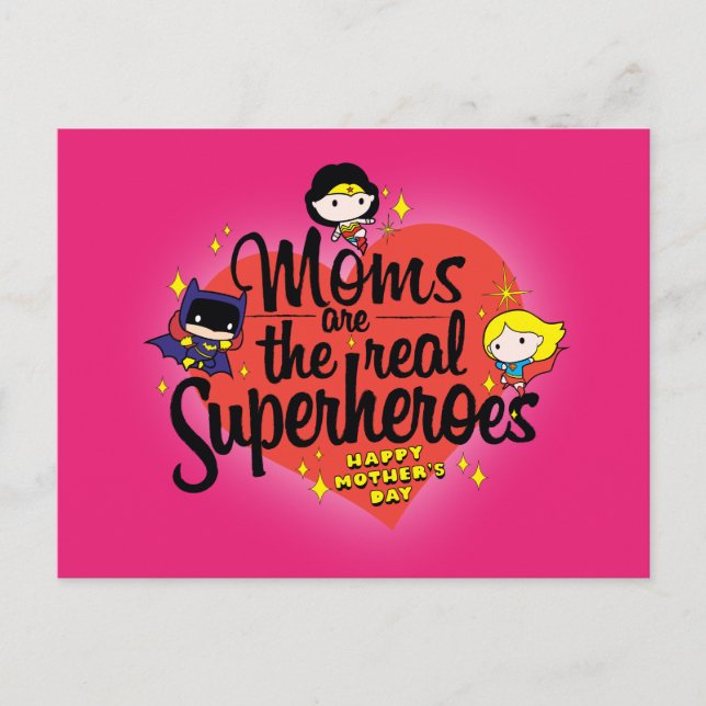 Mamas sind die wahren Superhelden Einladungspostkarte (Vorderseite)
