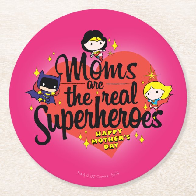 Mamas sind die wahren Superhelden Runder Pappuntersetzer (Vorderseite)