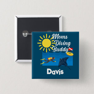 Mamas tauchen Buddy Design - Square Magnet Button