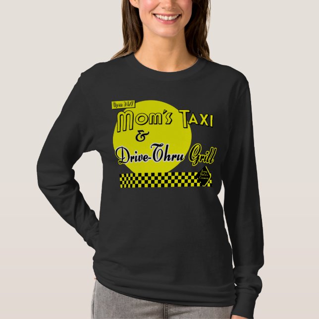Mamas Taxi & Drive-Thru Retro Sprichwort T-Shirt (Vorderseite)