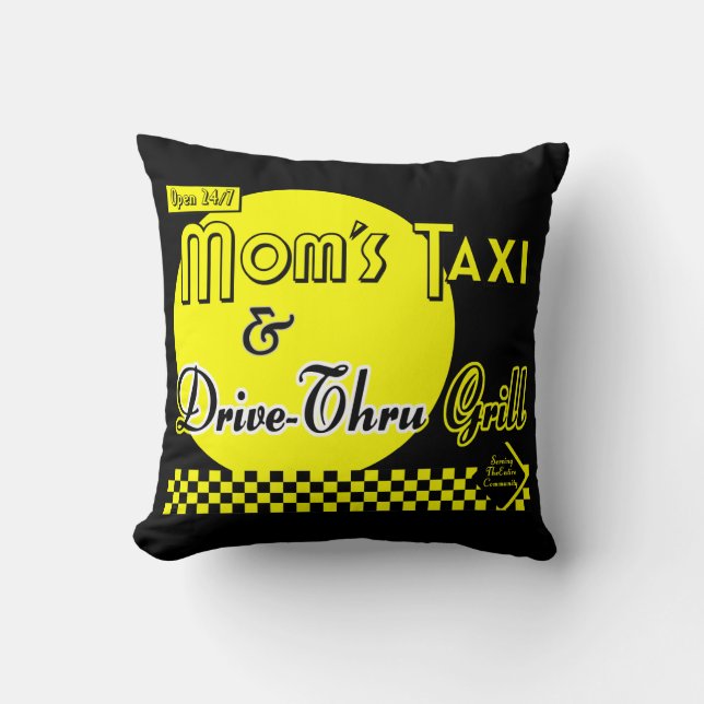 Mamas Taxi und Grill Funny Retro Kissen (Vorderseite)