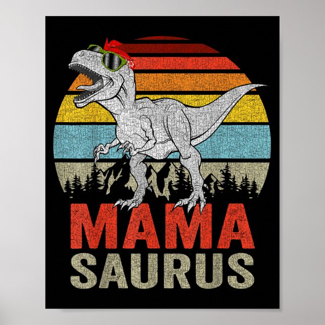 Mamasaurus Dinosaur Mama Saurus T Rex Lustige Fami Poster (Vorne)