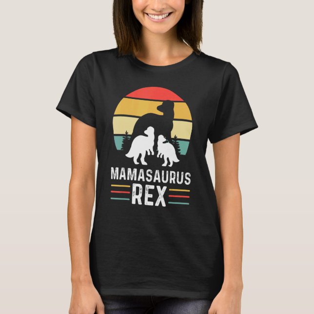 Mamasaurus Mama Mutter Kinder Rex T Rex Dinos T-Shirt (Vorderseite)