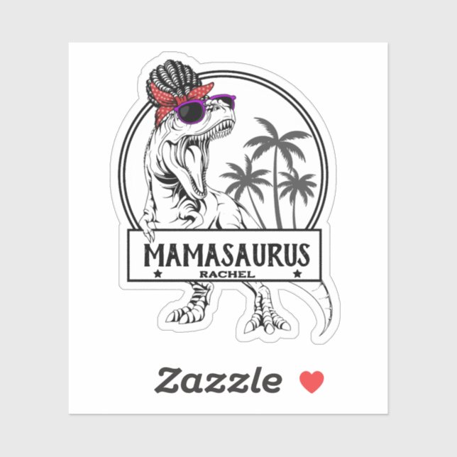 Mamasaurus Mama T rex Dino Funny Individuelle Name Aufkleber (Blatt)