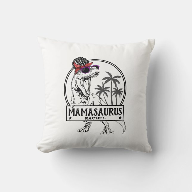 Mamasaurus Mama T rex Dino Funny Individuelle Name Kissen (Vorderseite)