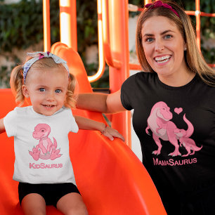 MamaSaurus Pink T-Rex und Pink Baby Girl Dinosaurs T-Shirt