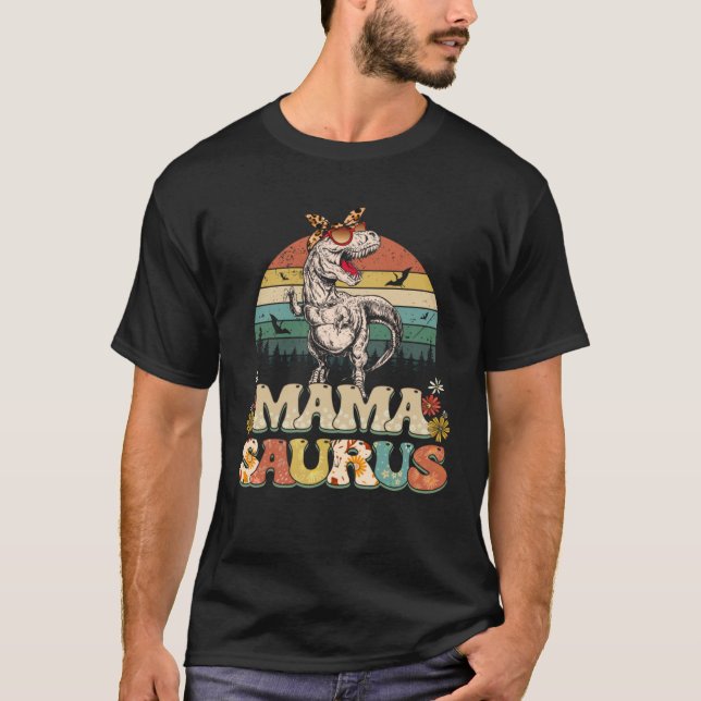 Mamasaurus Rex Mama Dinosaurier Leopard Blume Rex  T-Shirt (Vorderseite)