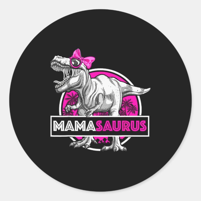 Mamasaurus T-rex Matching Funny Mother Saurus Dino Runder Aufkleber (Vorderseite)