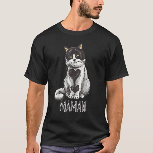 Mamaw Cat  Heart Valentine Love Valentines Day T-Shirt (Vorderseite)