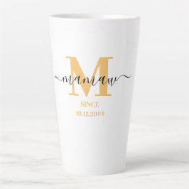 Mamaw Elegant Script Monogram Sunny Yellow  Milchtasse