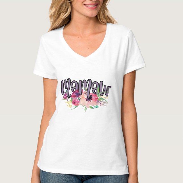 Mamaw mit Blume T-Shirt (Vorderseite)