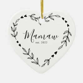 Mamaw Year Est. Ornement en céramique de Noël