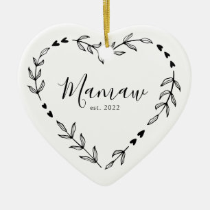 Mamaw Year Est. Ornement en céramique de Noël