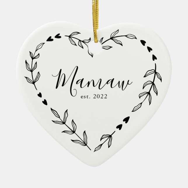 Mamaw Year Est. Ornement en céramique de Noël (Devant)