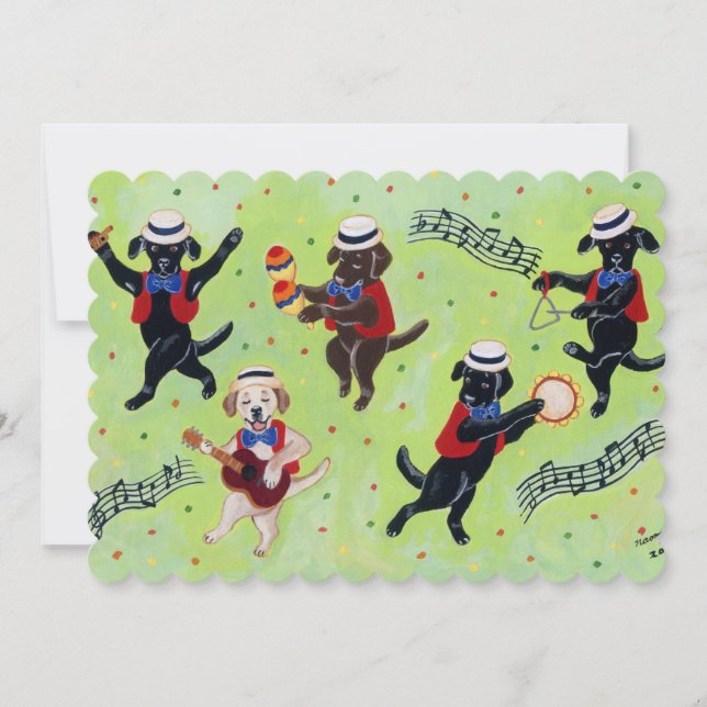 Mambo Labrador Musicians Painting Einladung (Vorderseite)