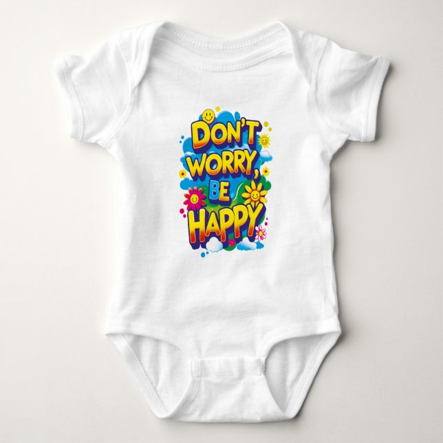 Mameluco Don't Worry, Be Happy Baby Strampler (Vorderseite)