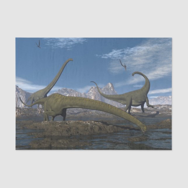 Mamenchisaurus dinosaurier herd - 3D rendern Seidenpapier (Vorderseite)