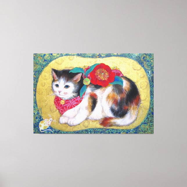 Mameneko: The Camellia Kitten Leinwanddruck (Vorderseite)