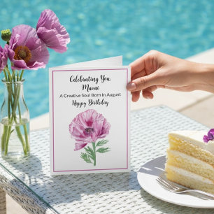Mami Alles Gute zum August-Geburtstag Lila Mohn Karte