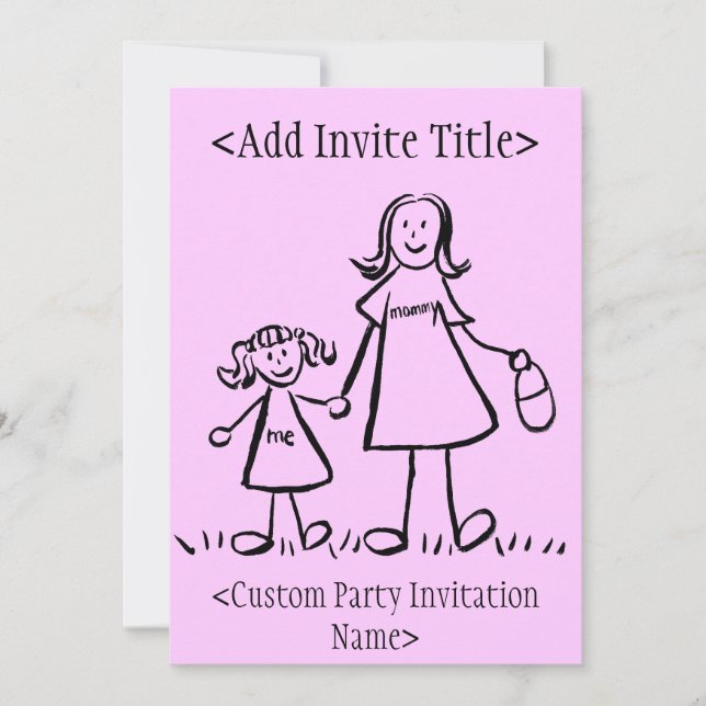 "Mami and Me" Kleine Girl-Einladung oder lädt ein Einladung (Vorderseite)